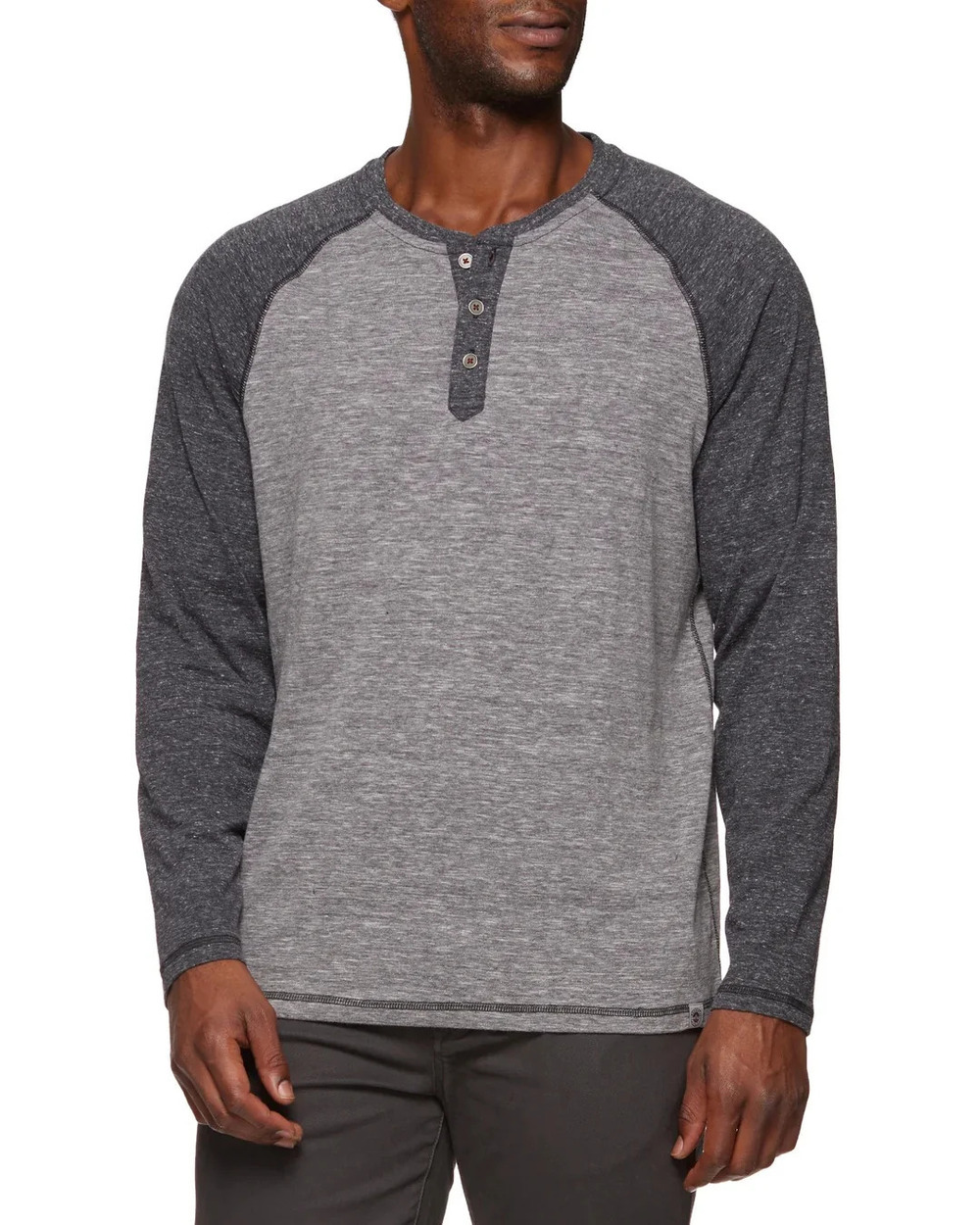 Flag and Anthem Grey/Onyx Raglan Sleeve Henley/15933